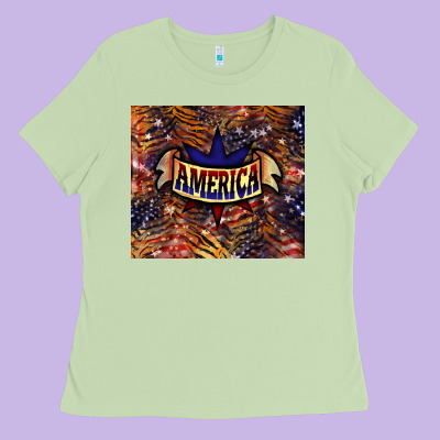 Tiger America Ladies Tee Designed By Nancycooperartshop