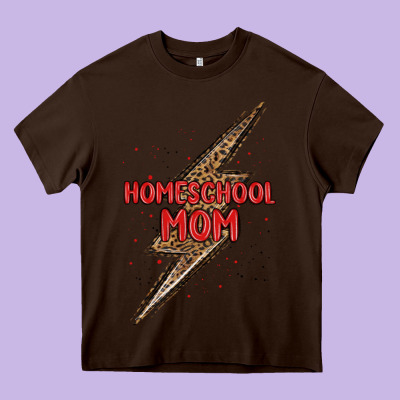 Homeschool Mom Lightning Bolt Heavy Core Tee Designed By Maliassmallbusiness