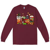 Burgundy Christmas coffee cups with Labrador Long Sleeve Tee - RanaPortraitStore