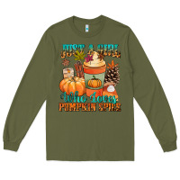 Army Green Just a girl who loves pumpkin spice Long Sleeve Tee - NancyCooperArtShop