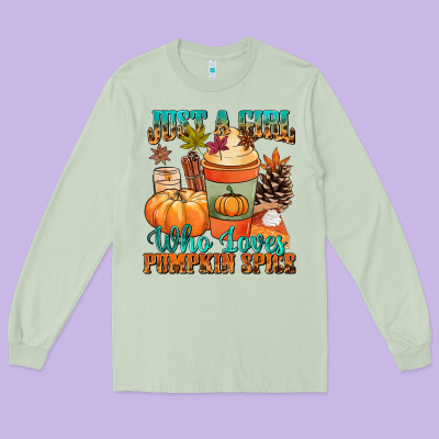 Just A Girl Who Loves Pumpkin Spice Long Sleeve Tee Designed By Nancycooperartshop
