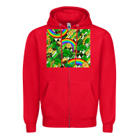 Red St. Patrick's Day Zipper Hoodie - FaDigitalArtStudio