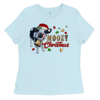 Baby Blue mooey christmas Ladies Tee - RanaPortraitStore
