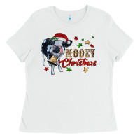 White mooey christmas Ladies Tee - RanaPortraitStore