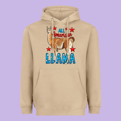All American Lama Heavyweight Hoodie Designed By Lillyallendesigns