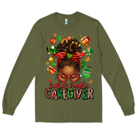Army Green santas favorite caregiver afro messy bun Long Sleeve Tee - texasbilliewilder