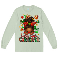 Matcha santas favorite caregiver afro messy bun Long Sleeve Tee - texasbilliewilder