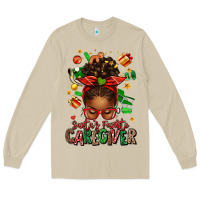 Mushroom santas favorite caregiver afro messy bun Long Sleeve Tee - texasbilliewilder