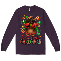 Plum santas favorite caregiver afro messy bun Long Sleeve Tee - texasbilliewilder