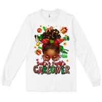 White santas favorite caregiver afro messy bun Long Sleeve Tee - texasbilliewilder