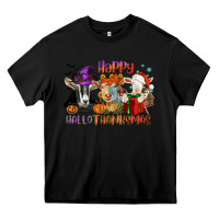 Black Happy Hallothanksmas goats Heavy Core Tee - NancyCooperArtShop