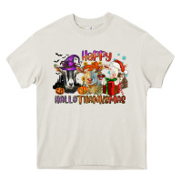Cream Happy Hallothanksmas goats Heavy Core Tee - NancyCooperArtShop