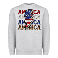 Heather Grey America with lightning bold Heavyweight Sweatshirt - CowGirlArtShop