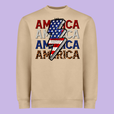 America With Lightning Bold Heavyweight Sweatshirt Designed By Cowgirlartshop
