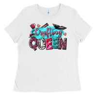 White crafting queen Ladies Tee - NancyCooperArtShop