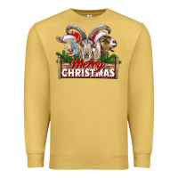 Antique Gold Merry Christmas Goats Premium Sweatshirt - LillyAllenDesigns