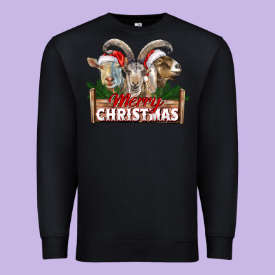 Merry Christmas Goats Premium Sweatshirt Designed By Lillyallendesigns