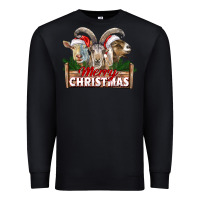 Black Merry Christmas Goats Premium Sweatshirt - LillyAllenDesigns