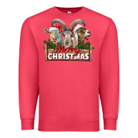 Cardinal Merry Christmas Goats Premium Sweatshirt - LillyAllenDesigns