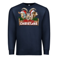 Navy Merry Christmas Goats Premium Sweatshirt - LillyAllenDesigns