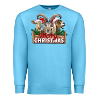 Ocean Blue Merry Christmas Goats Premium Sweatshirt - LillyAllenDesigns