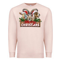 Pale Pink Merry Christmas Goats Premium Sweatshirt - LillyAllenDesigns