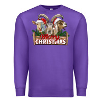 Purple Merry Christmas Goats Premium Sweatshirt - LillyAllenDesigns