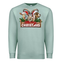 Seafoam Merry Christmas Goats Premium Sweatshirt - LillyAllenDesigns