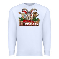 White Merry Christmas Goats Premium Sweatshirt - LillyAllenDesigns