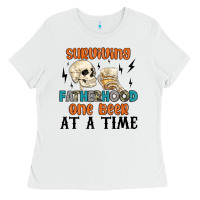 White surviving fatherhood one beer at a time Ladies Tee - MaliasSmallBusiness