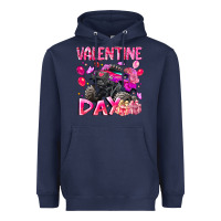Navy Valentine Day Heavyweight Hoodie - CowhideDigitalArt