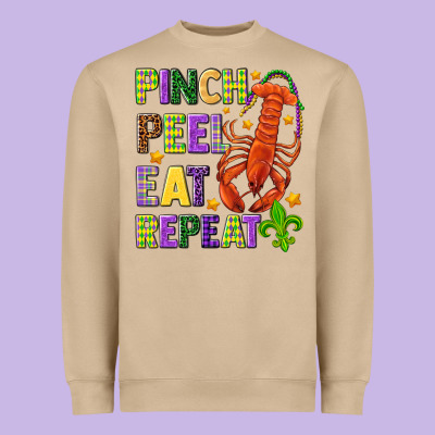 Pinch Peel Eat Repeat Crawfish Heavyweight Sweatshirt Designed By Howdyjamesfarm