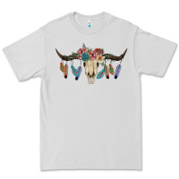 Dove Grey Texas Longhorn Bull Skull Premium Tee - JahusDesignShop