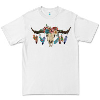White Texas Longhorn Bull Skull Premium Tee - JahusDesignShop