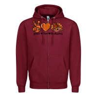 Burgundy peace love thanksgiving bbs Zipper Hoodie - BundleAndBundleShop