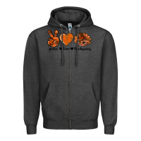 Charcoal Heather peace love thanksgiving bbs Zipper Hoodie - BundleAndBundleShop