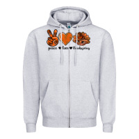 Heather Grey peace love thanksgiving bbs Zipper Hoodie - BundleAndBundleShop