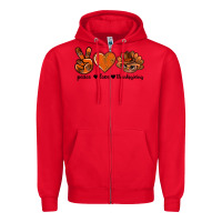 Red peace love thanksgiving bbs Zipper Hoodie - BundleAndBundleShop