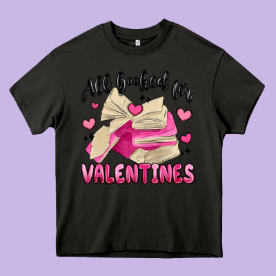 All Booked For Valentines Heavy Core Tee Designed By Maliassmallbusiness