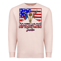 Pale Pink American junkie Premium Sweatshirt - CowhideDigitalArt
