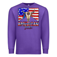 Purple American junkie Premium Sweatshirt - CowhideDigitalArt