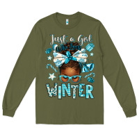Army Green just a girl who loves winter afro messy bun Long Sleeve Tee - texasbilliewilder