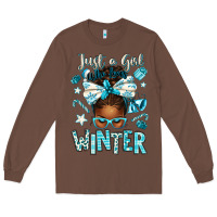Chestnut just a girl who loves winter afro messy bun Long Sleeve Tee - texasbilliewilder