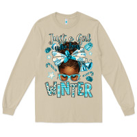 Mushroom just a girl who loves winter afro messy bun Long Sleeve Tee - texasbilliewilder