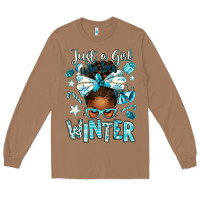 Toasted Coconut just a girl who loves winter afro messy bun Long Sleeve Tee - texasbilliewilder