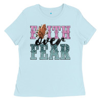 Baby Blue faith over fear Ladies Tee - NancyCooperArtShop