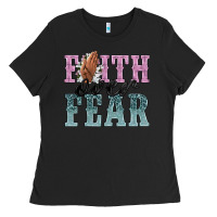 Black faith over fear Ladies Tee - NancyCooperArtShop