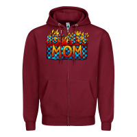 Burgundy Hot mess mom Mother's Day Zipper Hoodie - FaDigitalArtStudio