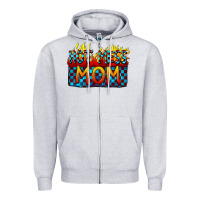 Heather Grey Hot mess mom Mother's Day Zipper Hoodie - FaDigitalArtStudio