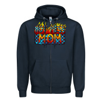 Navy Hot mess mom Mother's Day Zipper Hoodie - FaDigitalArtStudio